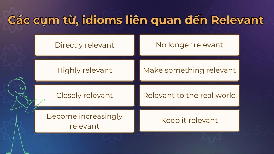 Một số cụm từ, idioms liên quan đến relevant 