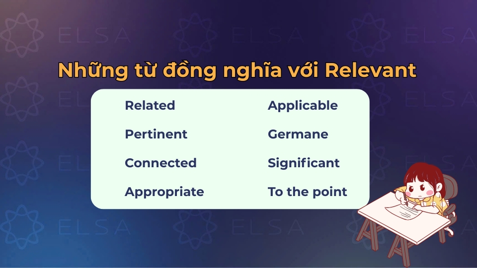 Một số từ vựng đồng nghĩa với relevant