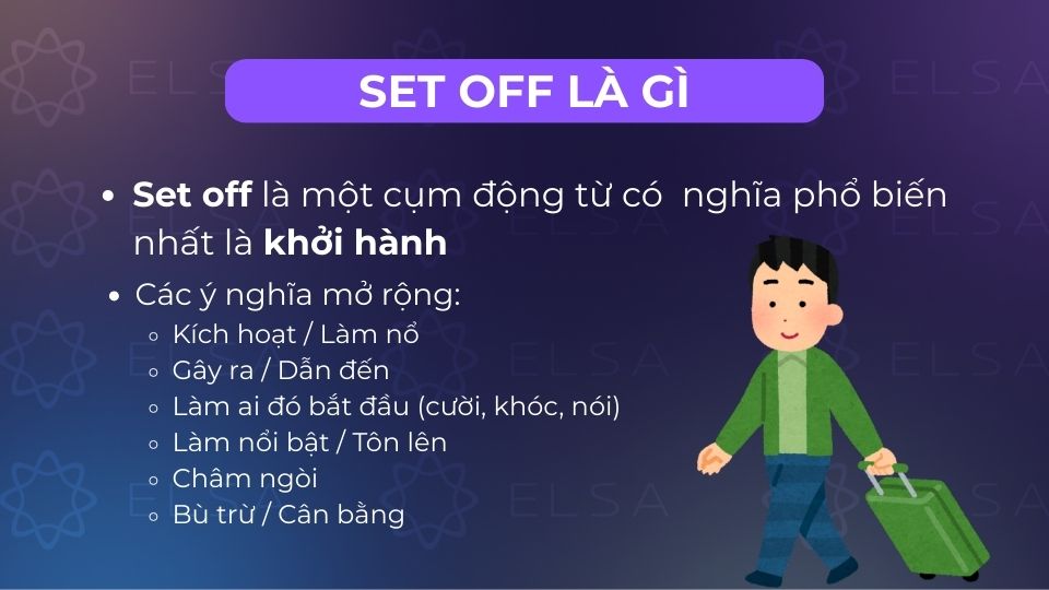 Định nghĩa set off là gì trong tiếng Anh