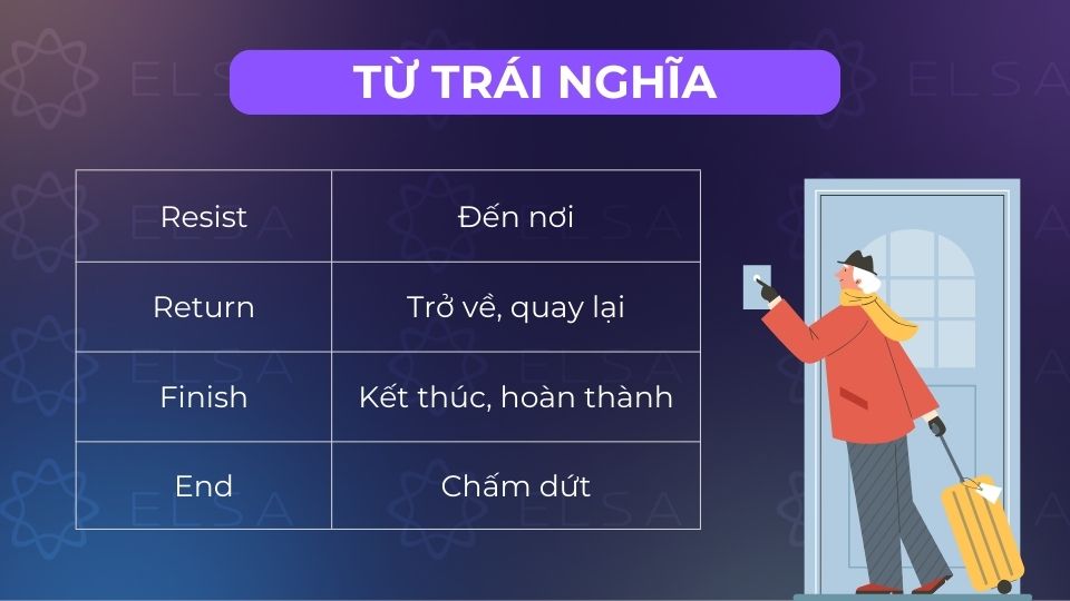 Một số từ trái nghĩa với set off