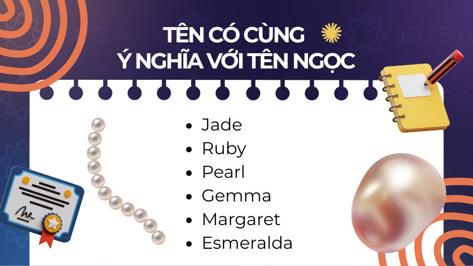 Tên tiếng Anh có cùng ý nghĩa với tên Ngọc