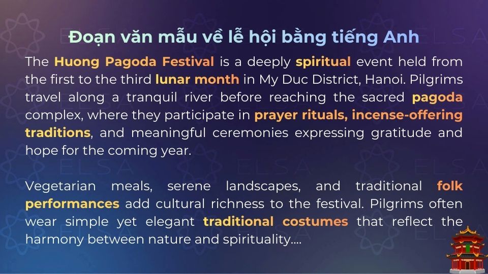 Mẫu đoạn văn tiếng Anh về Lễ hội Chùa Hương