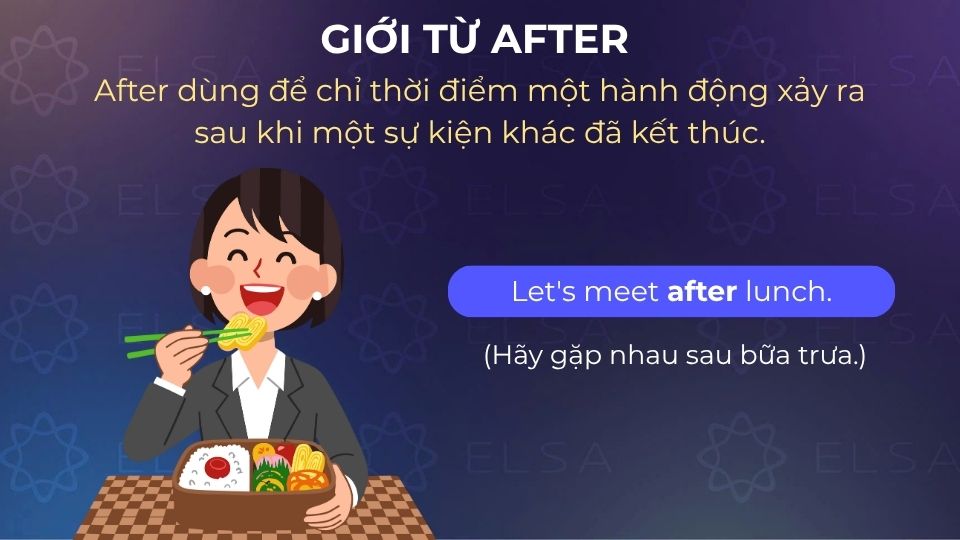 Câu ví dụ giới từ chỉ thời gian after