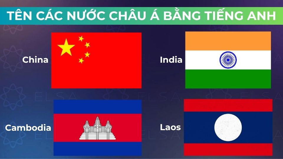 Một số tên nước châu Á bằng tiếng Anh