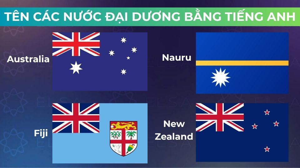 Một số tên nước châu Đại Dương bằng tiếng Anh