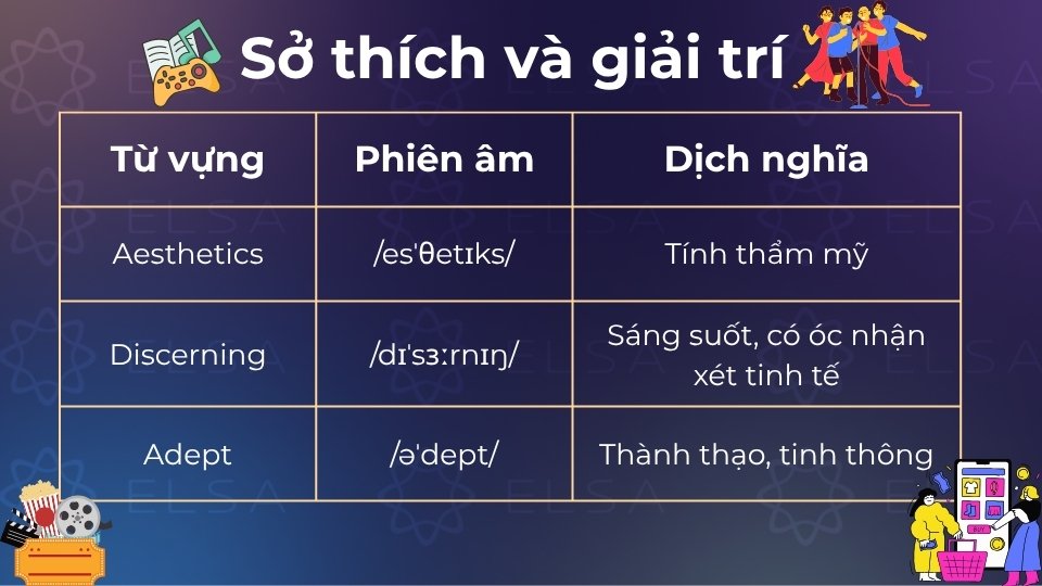 Từ vựng C1 về sở thích và giải trí 