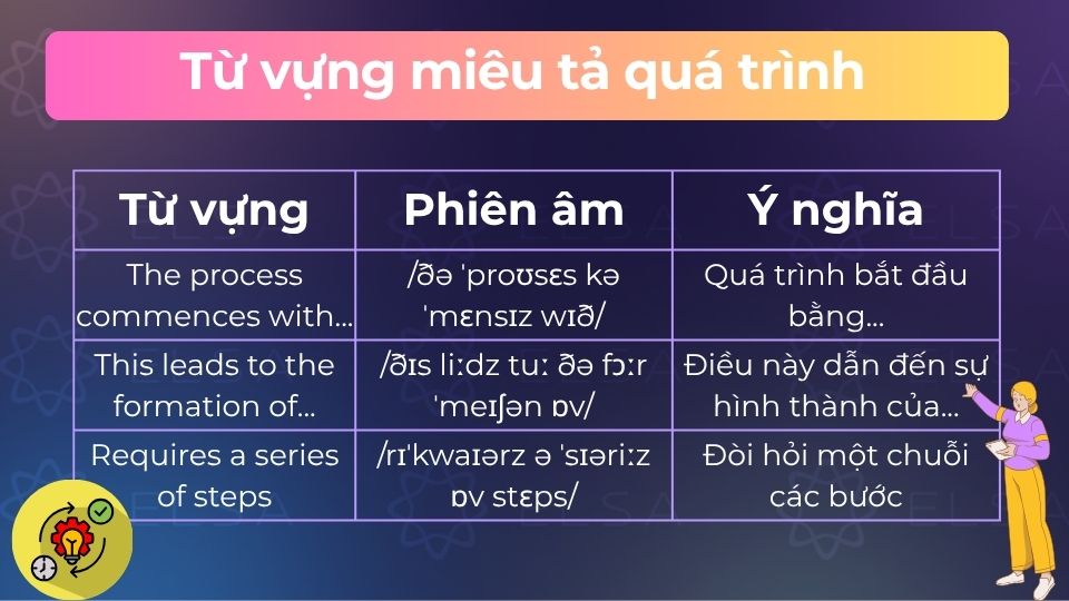 Từ vựng miêu tả quá trình