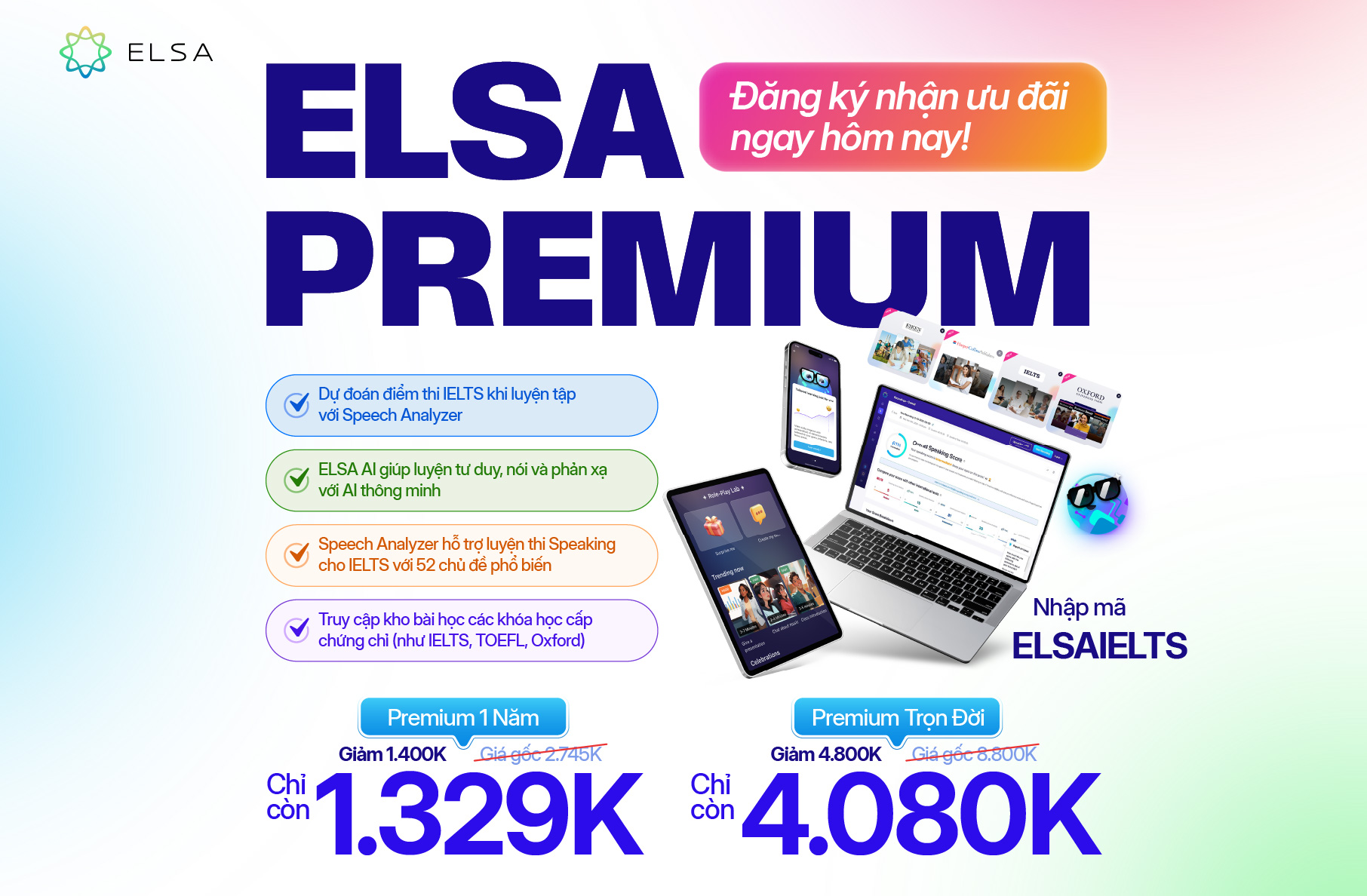 ELSA Premium Trọn Đời
