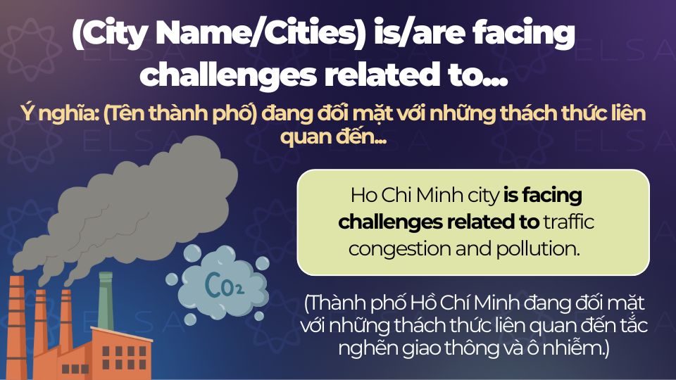 Câu ví dụ cấu trúc (City Name/Cities) is/are facing challenges related to... Câu ví dụ cấu trúc (City Name/Cities) is/are facing challenges related to...