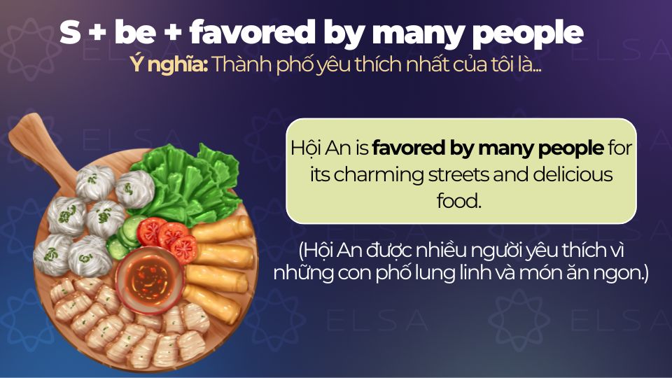 Ví dụ cấu trúc S + be + favored by many people Ví dụ cấu trúc S + be + favored by many people