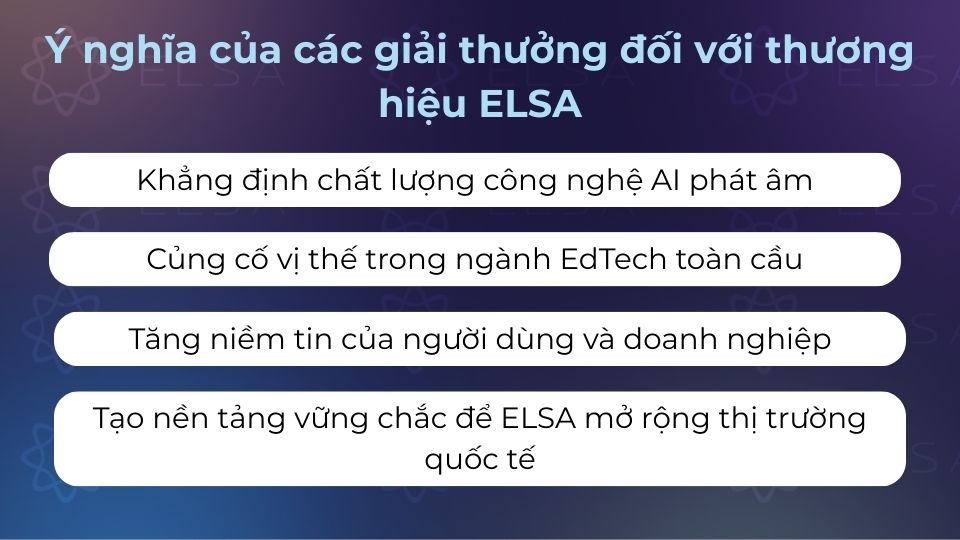 Ý nghĩa của giải thưởng đối với ELSA