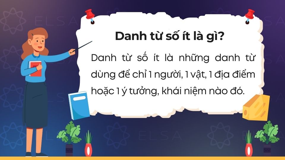 Danh từ số ít là danh từ chỉ 1 người, 1 vật, 1 nơi chốn hoặc 1 khái niệm duy nhất Danh từ số ít là danh từ chỉ 1 người, 1 vật, 1 nơi chốn hoặc 1 khái niệm duy nhất