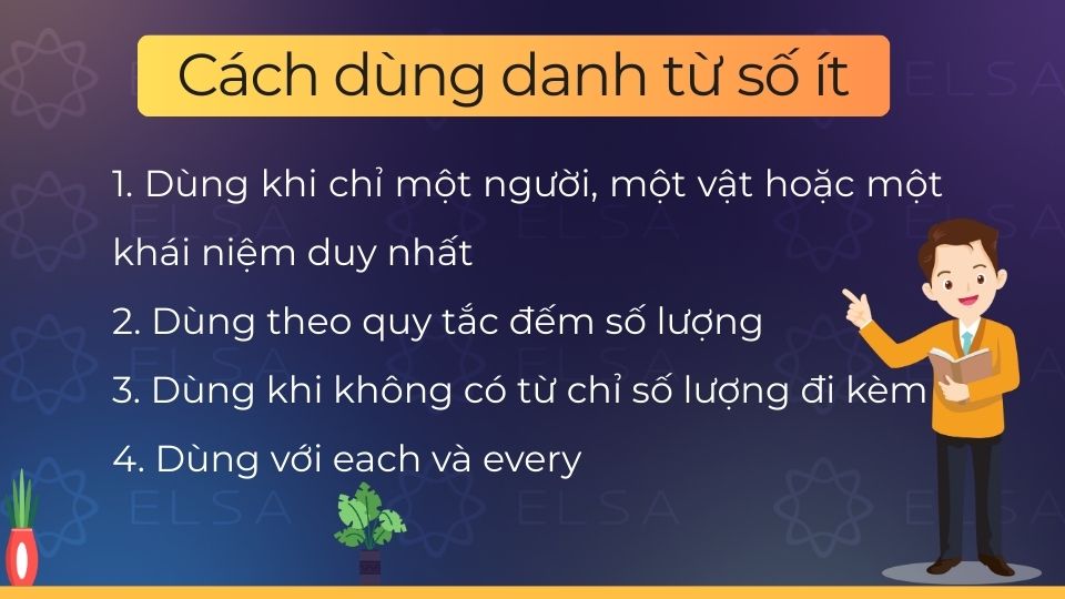 Danh từ số ít dùng để chỉ một người, vật hoặc khái niệm Danh từ số ít dùng để chỉ một người, vật hoặc khái niệm