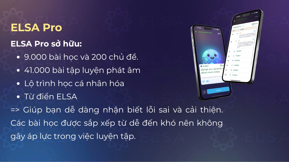 Các tính năng nổi bật của gói ELSA Pro Các tính năng nổi bật của gói ELSA Pro