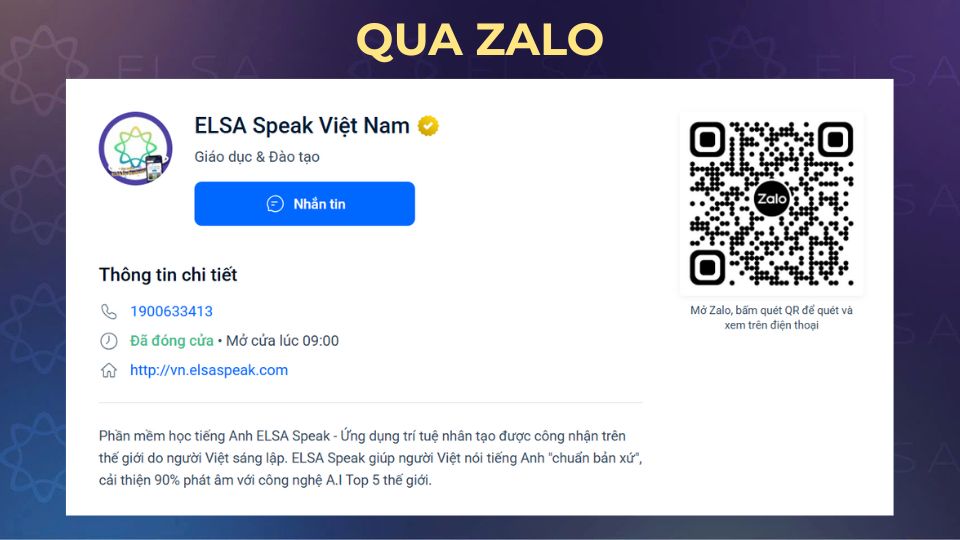 Báo lỗi qua Zalo