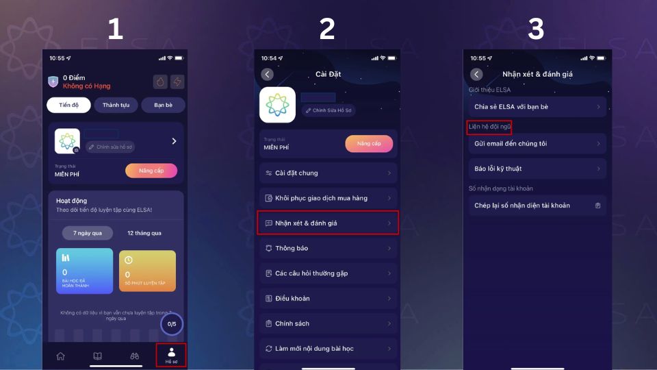 Cách báo lỗi qua app ELSA Speak