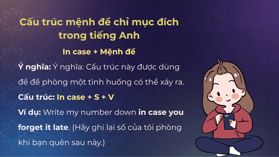 Cấu trúc và ý nghĩa của mệnh đề in case