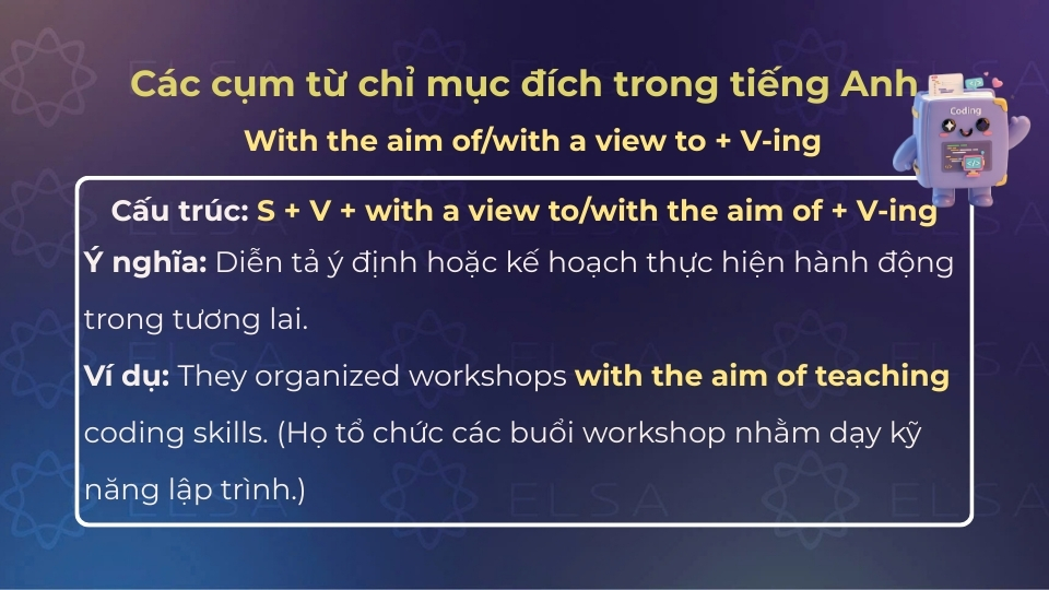 Cấu trúc và ý nghĩa của cụm từ chỉ mục đích with the aim of và with a view to