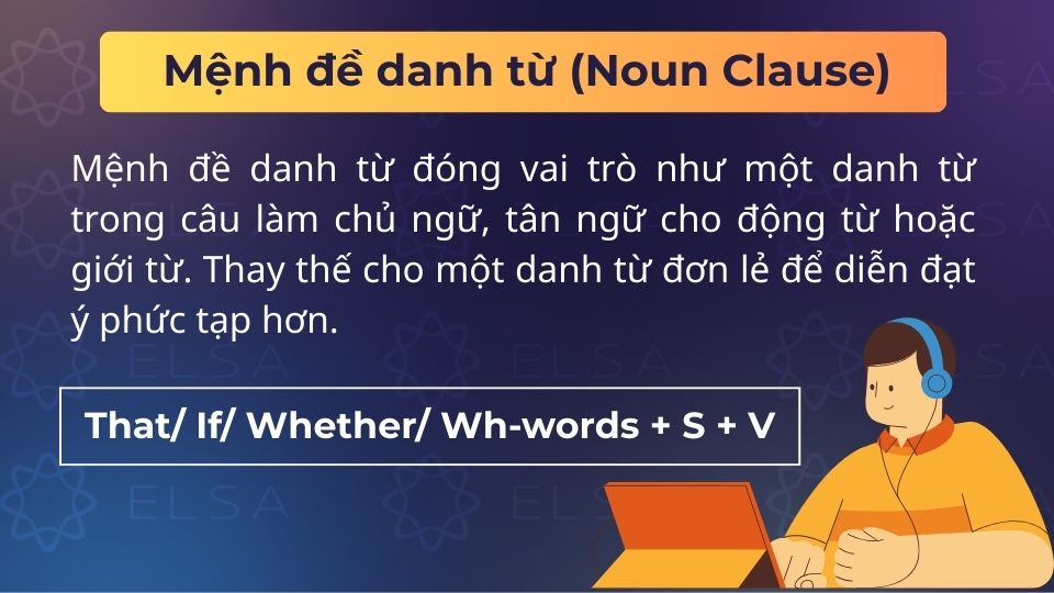 Mệnh đề danh từ là mệnh đề phụ đóng vai trò như một danh từ trong câu