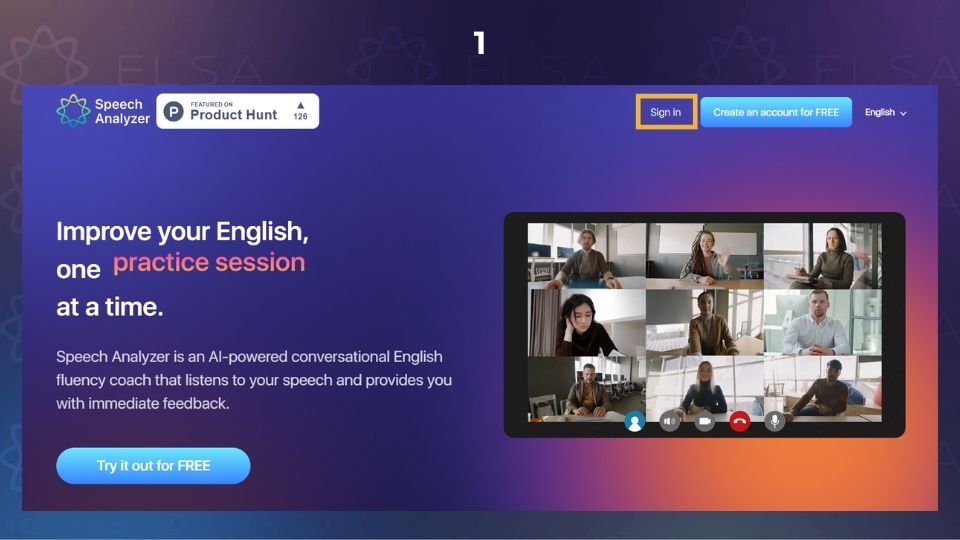 Cách đăng nhập vào ELSA Speech Analyzer - bước 1