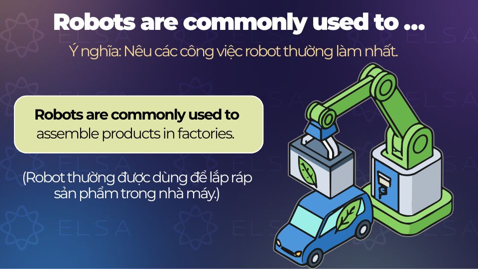 Câu ví dụ cấu trúc Robots are commonly used to … Câu ví dụ cấu trúc Robots are commonly used to …