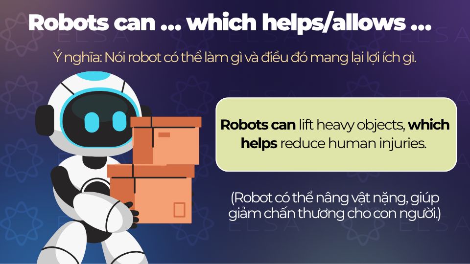 Câu ví dụ cấu trúc Robots can … which helps/allows … Câu ví dụ cấu trúc Robots can … which helps/allows …