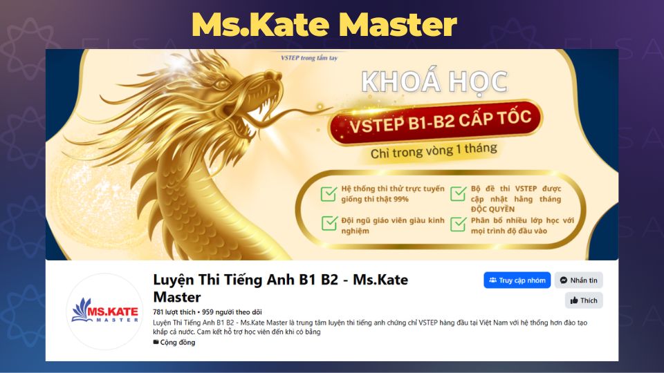 Luyện thi VSTEP qua Trung tâm Ms.Kate Master Luyện thi VSTEP qua Trung tâm Ms.Kate Master