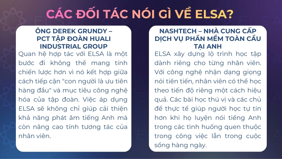 Một vài chia sẻ từ đối tác ELSA