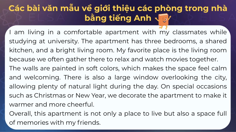 Bài văn mẫu về giới thiệu các phòng trong nhà bằng tiếng Anh