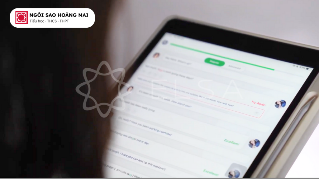 Hoang Mai students learning with ELSA on their tablet