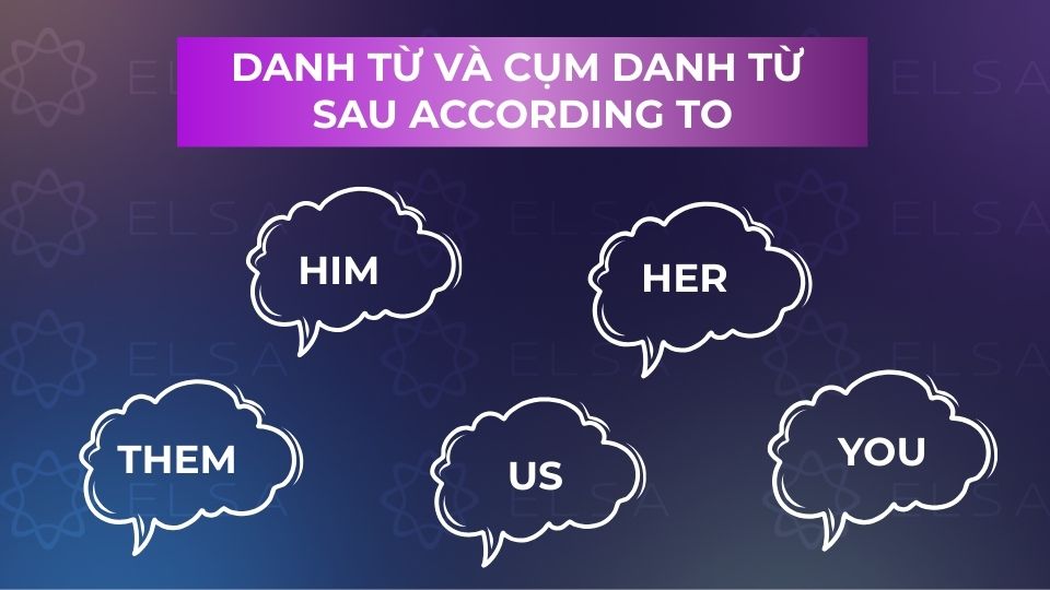 Sau according to thường là cụm danh từ và đại từ tân ngữ