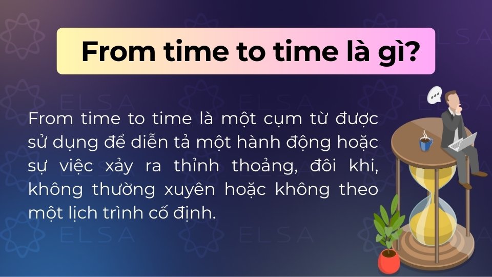 From time to time có nghĩa là thỉnh thoảng, đôi khi nhưng không thường xuyên