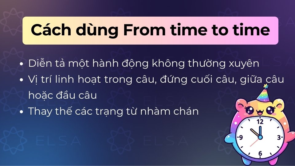 Dùng thay đôi khi, thỉnh thoảng, đứng đầu, giữa hoặc cuối câu để đa dạng hóa từ vựng