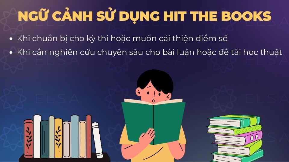 2 ngữ cảnh thường gặp của cụm hit the books