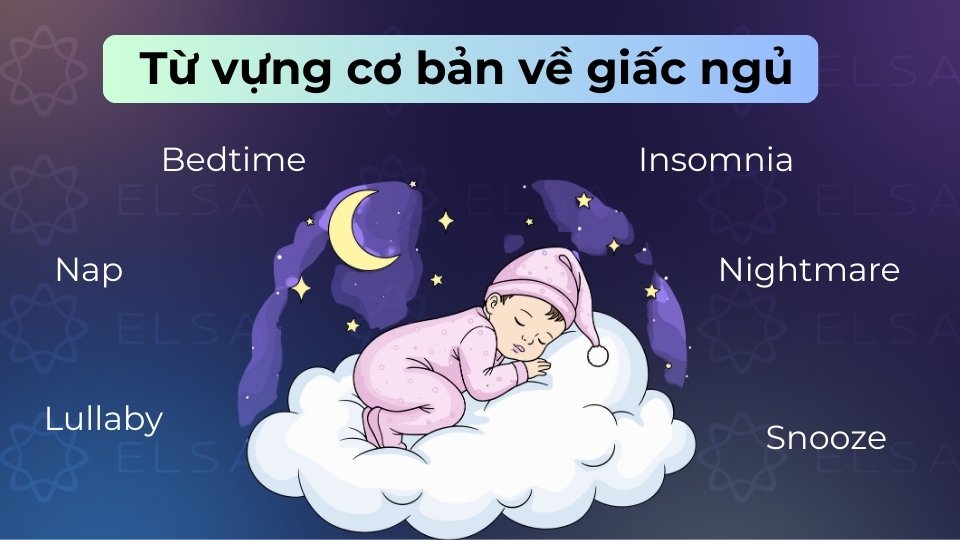 Nắm vững các từ như Nap, Bedtime hay Lullaby giúp bạn diễn đạt về giấc ngủ tự nhiên hơn