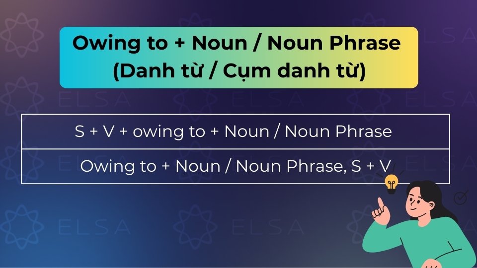 Cấu trúc Owing to + Noun/Noun Phrase dùng chỉ nguyên nhân một cách trang trọng