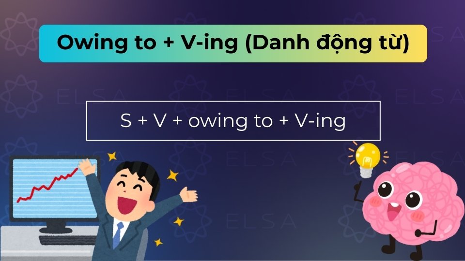 Cấu trúc Owing to + V-ing dùng khi nguyên nhân là một hành động, mang sắc thái trang trọng
