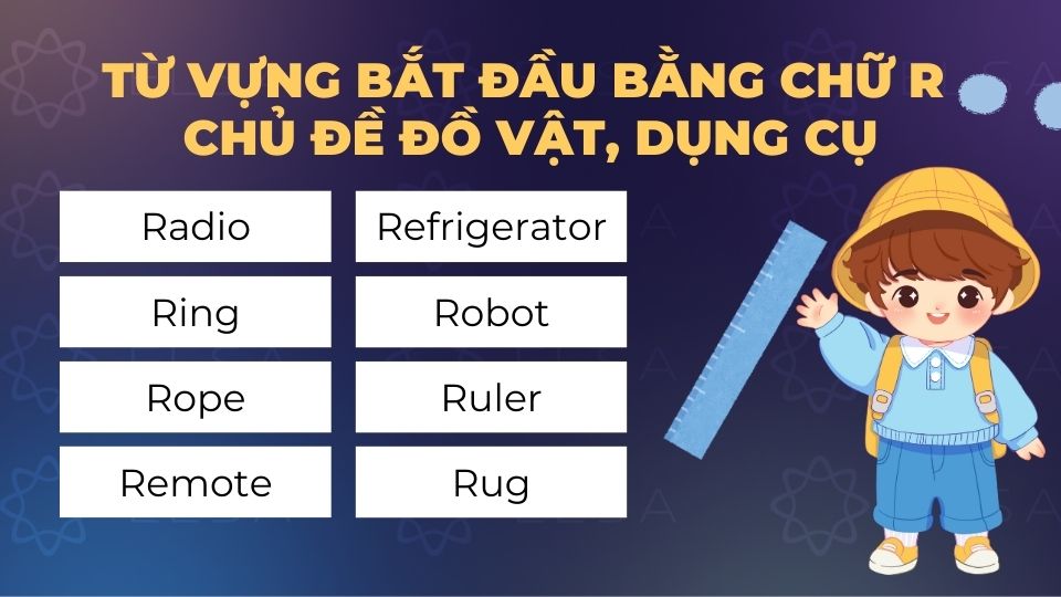 Từ vựng tiếng anh bắt đầu bằng chữ R theo chủ đề giáo dục đồ vật, dụng cụ