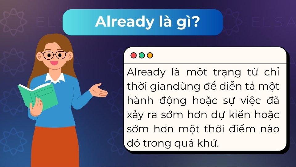 Already là trạng từ chỉ một sự việc đã xảy ra hoặc hoàn thành sớm hơn mong đợi Already là trạng từ chỉ một sự việc đã xảy ra hoặc hoàn thành sớm hơn mong đợi
