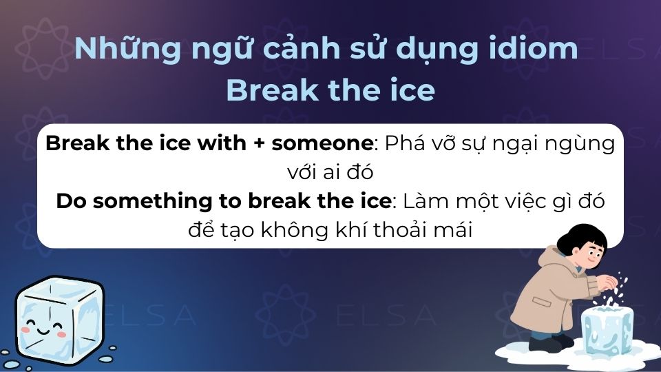 Những cấu trúc sử dụng break the ice dùng trong nhiều ngữ cảnh