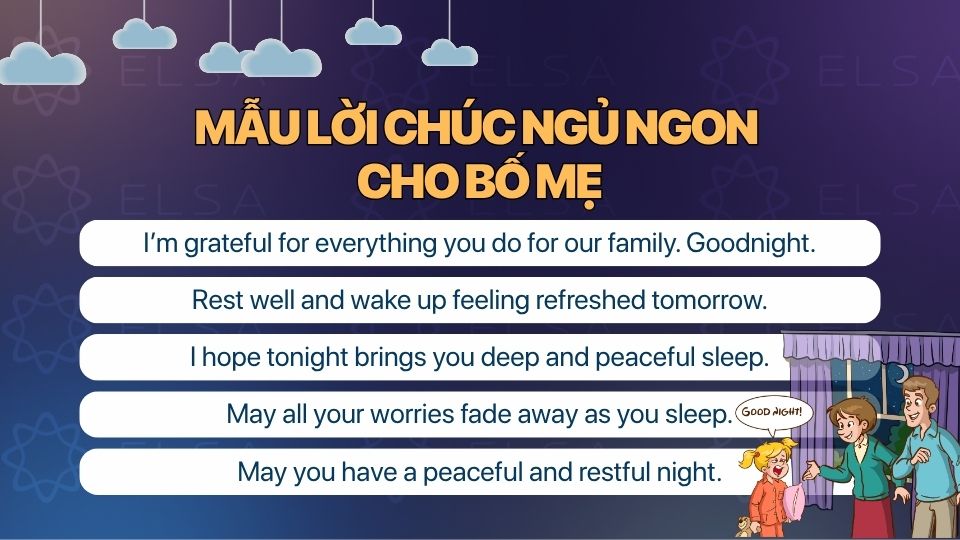 Những lời chúc ngủ ngon tiếng Anh dành cho bố mẹ