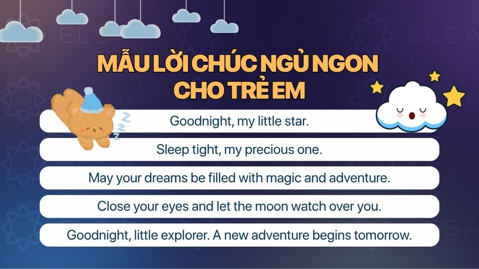 Những lời chúc ngủ ngon tiếng Anh dành cho trẻ em