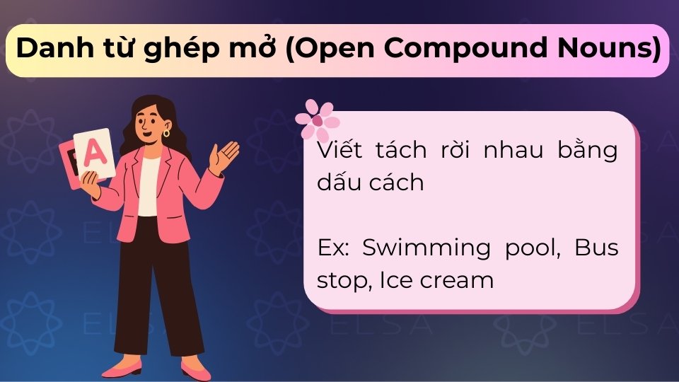 Danh từ ghép mở viết tách rời nhau bằng dấu cách
