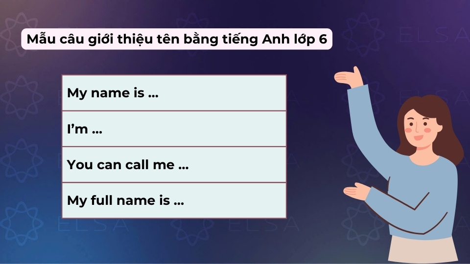 Mẫu câu giới thiệu tên dùng để giới thiệu bản thân bằng tiếng Anh lớp 6 Mẫu câu giới thiệu tên dùng để giới thiệu bản thân bằng tiếng Anh lớp 6