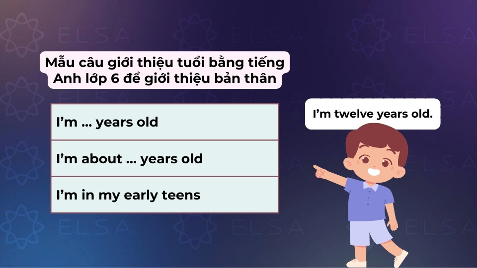 Mẫu câu giới thiệu tuổi dùng để giới thiệu bản thân bằng tiếng Anh lớp 6 Mẫu câu giới thiệu tuổi dùng để giới thiệu bản thân bằng tiếng Anh lớp 6