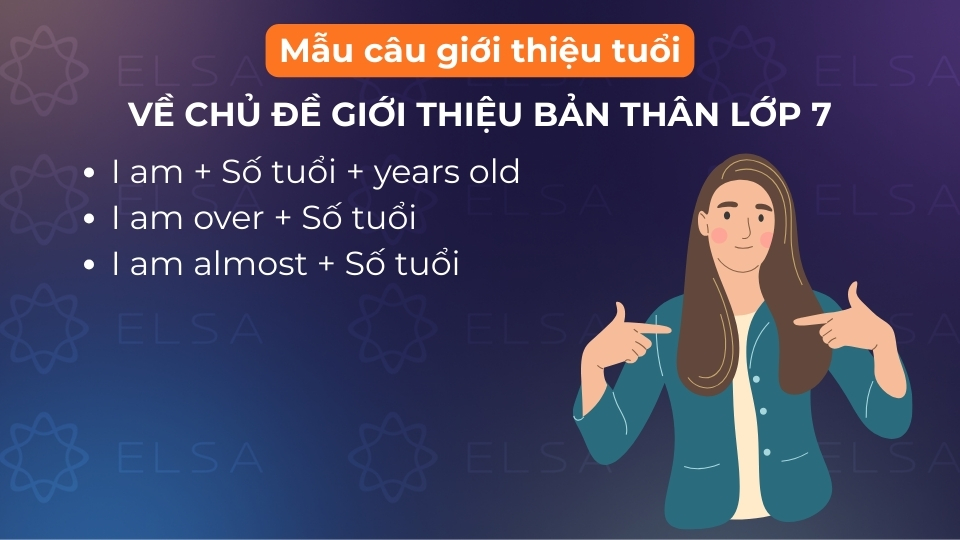 Mẫu câu giới thiệu tuổi trong bài giới thiệu bản thân bằng tiếng Anh lớp 7