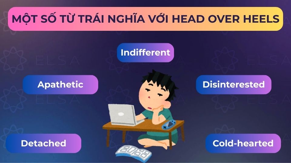 Từ trái nghĩa với Head over heels