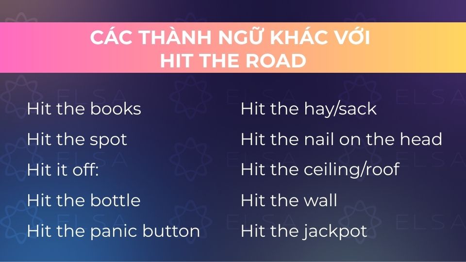 Các thành ngữ khác với Hit the road