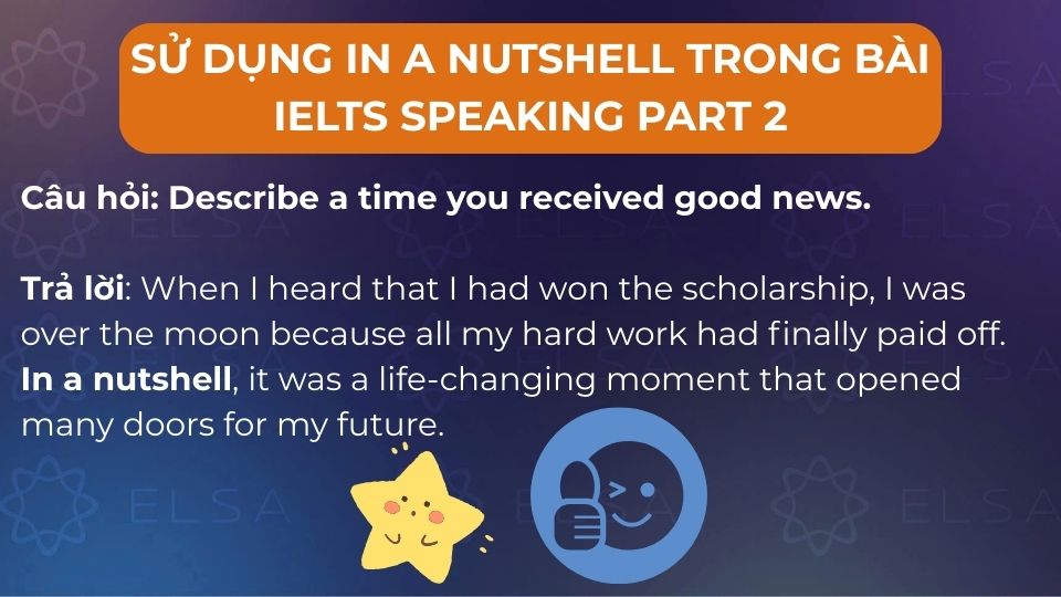 Câu ví dụ sử dụng In a nutshell trong bài IELTS Speaking Part 2