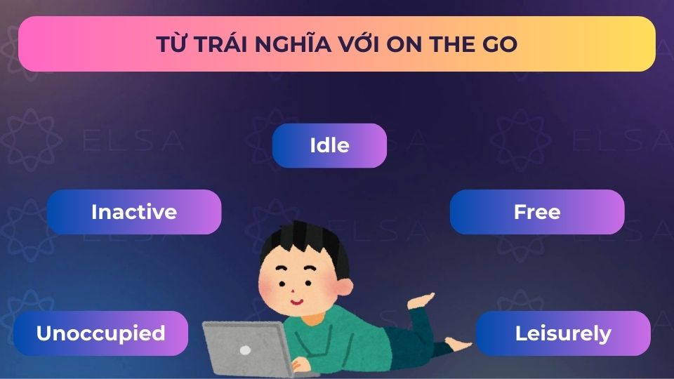 Các từ trái nghĩa với on the go